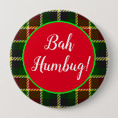 Bah Humbug Funny Christmas Kariert Button (Vorderseite)
