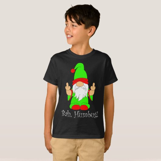 Bah Humbug, Funny Grumpy Christmas Scrooge Gnome T-Shirt (Vorne ganz)