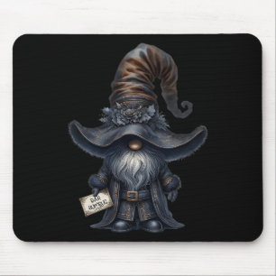 Bah Humbug Gnome in Dark Santa Outfit Funny Anti C Mousepad
