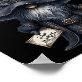 Bah Humbug Gnome in Dark Santa Outfit Funny Anti C Poster (Ecke)