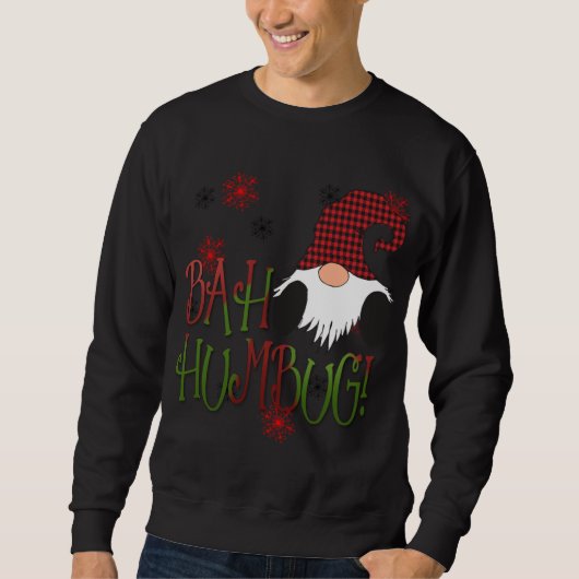 Bah Humbug Gnome Red Kariert Grumpy Holiday Christ Sweatshirt (Vorderseite)