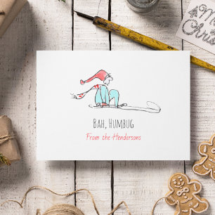 Bah Humbug Grouchy Elf Niedlich HandIllustriert Feiertagskarte