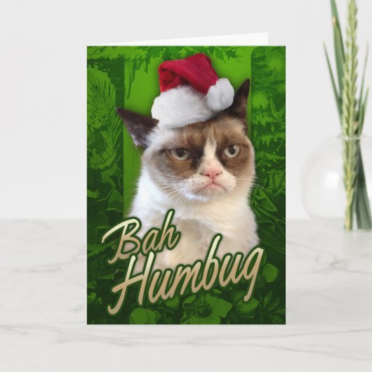 Bah Humbug Grumpy Cat Feiertagskarte (Vorderseite)