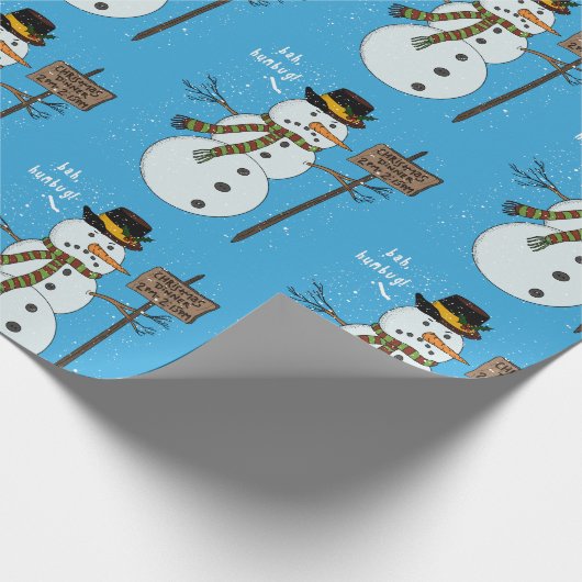 Bah Humbug Grumpy Christmas Snowman Introvert Geschenkpapier (Ecke)