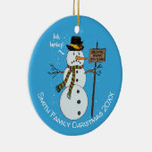 Bah Humbug Grumpy Christmas Snowman Introvert Keramik Ornament (Rechts)