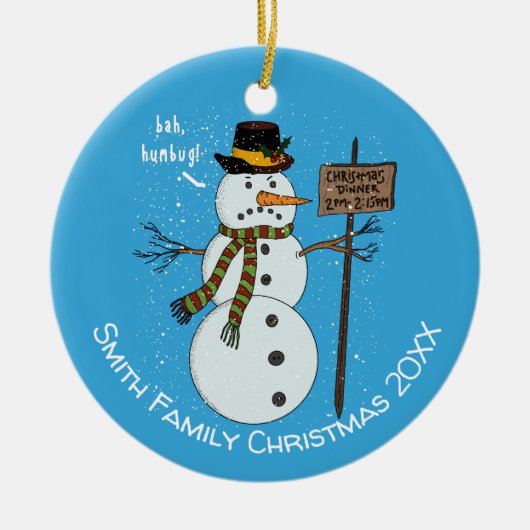 Bah Humbug Grumpy Christmas Snowman Introvert Keramik Ornament (Vorne)