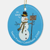 Bah Humbug Grumpy Christmas Snowman Introvert Keramik Ornament (Links)
