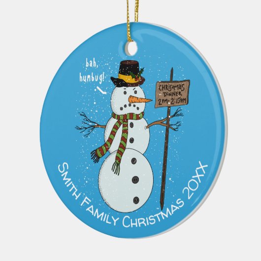 Bah Humbug Grumpy Christmas Snowman Introvert Keramik Ornament (Links)