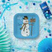 Bah Humbug Grumpy Christmas Snowman Introvert Pappteller (Party)