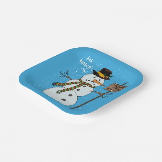 Bah Humbug Grumpy Christmas Snowman Introvert Pappteller (Gewinkelt)