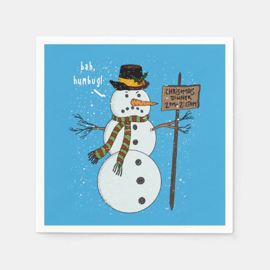 Bah Humbug Grumpy Christmas Snowman Introvert Serviette (Vorderseite)