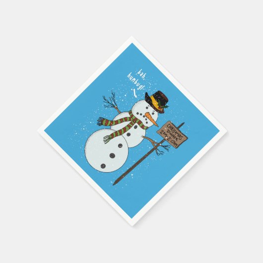 Bah Humbug Grumpy Christmas Snowman Introvert Serviette (Ecke)