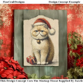Bah Humbug Grumpy Weihnachtskatze EA9L Découpage Seidenpapier