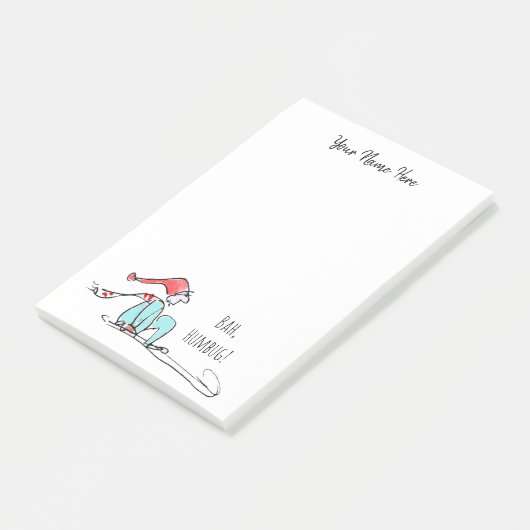 Bah Humbug Niedlich Grouchy Weihnachtself HandGeze Post-it Klebezettel (angewinkelt)