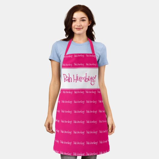 Bah humbug pinkfarbene Weihnachtsfrauen Schürze (Getragen)