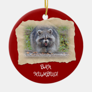 Bah Humbug Raccoon Keramikornament