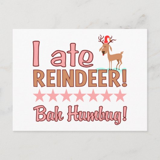 Bah Humbug Reindeer Postkarte (Vorderseite)