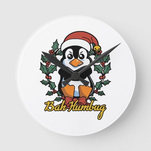Bah Humbug Runde Wanduhr (Vorderseite)