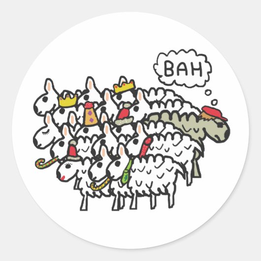 Bah Humbug Runder Aufkleber (Vorderseite)