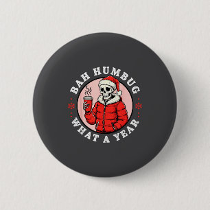 Bah Humbug Schädelhut Weihnachtsmanns Süßigkeiten  Button