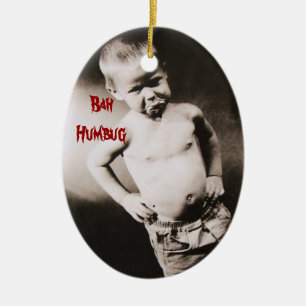 Bah Humbug Schmollender Junge Lustiger Weihnachts- Keramikornament