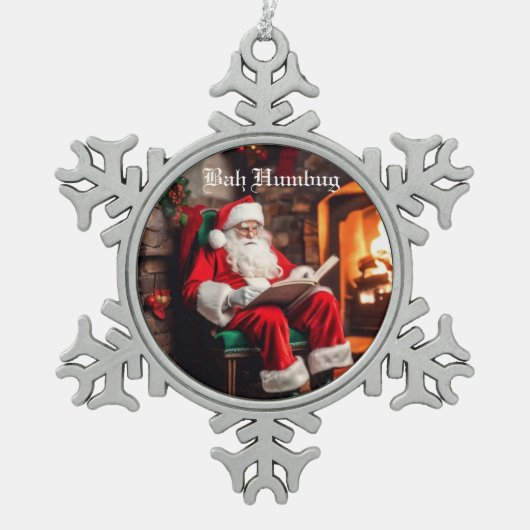 Bah Humbug Schneeflocken Zinn-Ornament (Vorderseite)