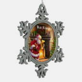Bah Humbug Schneeflocken Zinn-Ornament (Links)