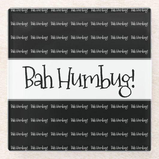 Bah humbug schwarze Weihnachten Glasuntersetzer (Vorderseite)