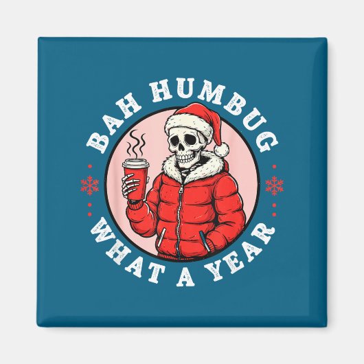 Bah Humbug Skull Hat Santa's Candy Christmas Pajam Magnet (Vorne)