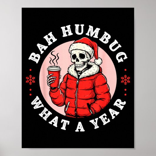 Bah Humbug Skull Hat Santa's Candy Christmas Pajam Poster (Vorne)