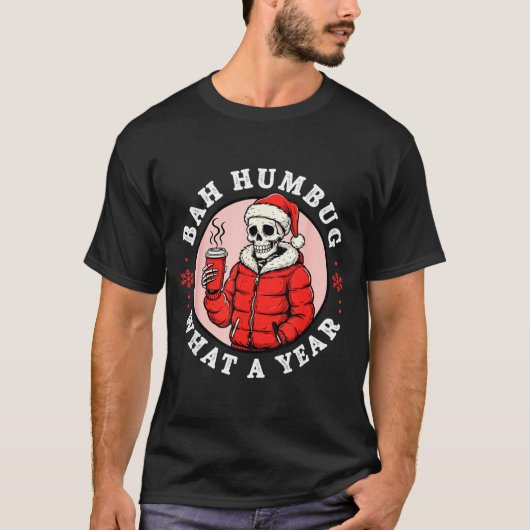 Bah Humbug Skull Hat Santa's Candy Christmas Pajam T-Shirt (Vorderseite)