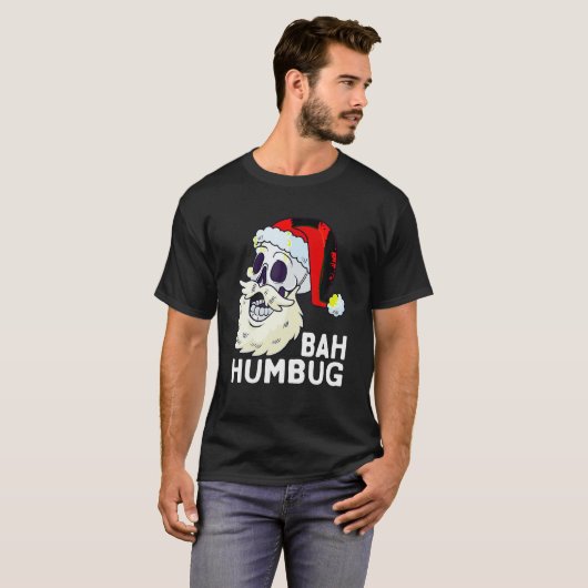 Bah Humbug Skull Weihnachtsmannmütze Weihnachten W T-Shirt (Vorne ganz)