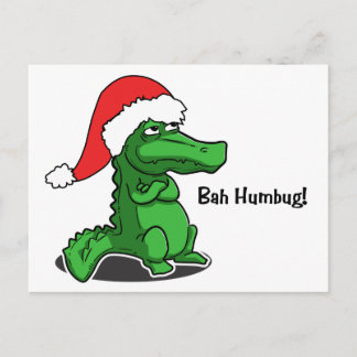 Bah Humbug! Smug Cartoon Alligator mit Weihnachtsm Feiertagspostkarte