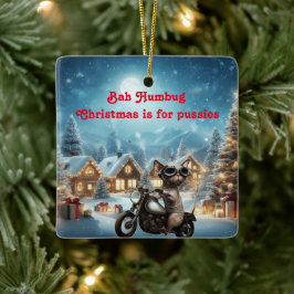 Bah Humbug Sphynx Cat Christmas Keramikornament