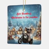 Bah Humbug Sphynx Cat Christmas Keramikornament (Links)