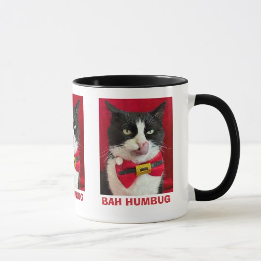 Bah Humbug Tuxedo Kat Weihnachtsfeierliche Tasse (Rechts)