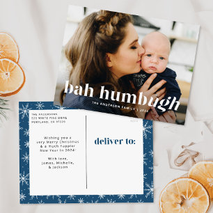 Bah Humbug Ugh Navy Funny Foto Feiertagspostkarte