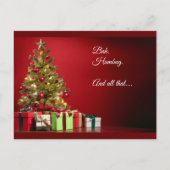 "Bah. Humbug. Und all das..." Baum mit Geschenken Postkarte (Vorderseite)