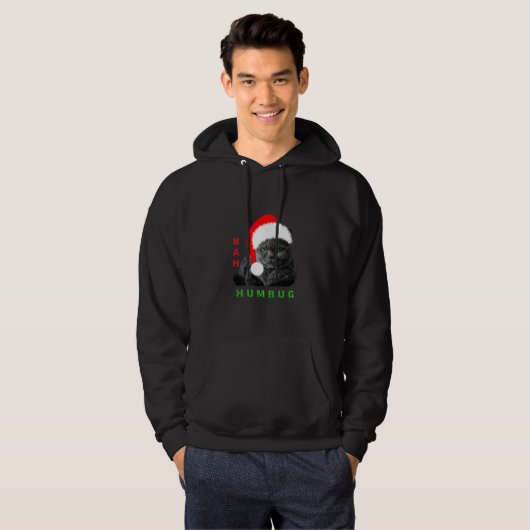 Bah Humbug Weihnachtskatze Hoodie (Vorne ganz)