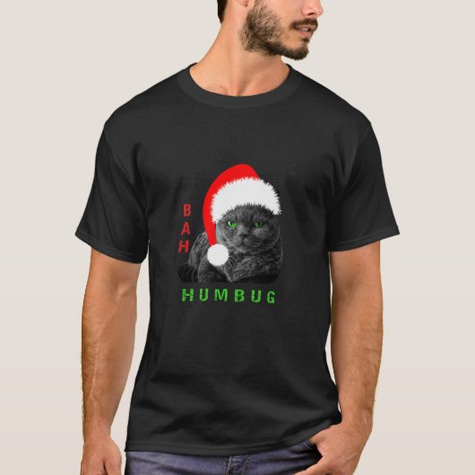 Bah Humbug Weihnachtskatze T-Shirt (Vorderseite)