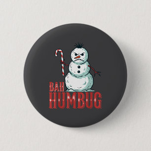 Bah Humbug Weihnachtsmann Hut Wütender Schneemann Button