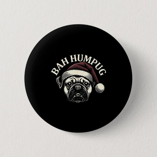 Bah Humpug Funny Pug Christmas Mpy Dog Lover Men  Button (Vorderseite)