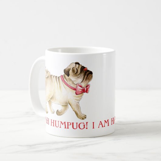 Bah Humpug! Ich habe eine Break-Hund-Aquarell Kaffeetasse (Vorderseite Links)
