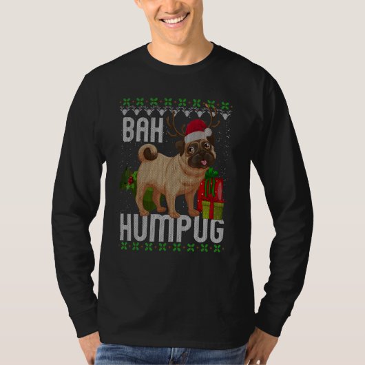 Bah Humpug Puggle Ugly Xmas Hum Mops Baby Hund T-Shirt (Vorderseite)