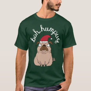 Bah Humpug Weihnachten Weihnachtsmann Mops Bekleid T-Shirt