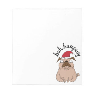 Bah Humpug Weihnachtssankt-Mops Notizblock