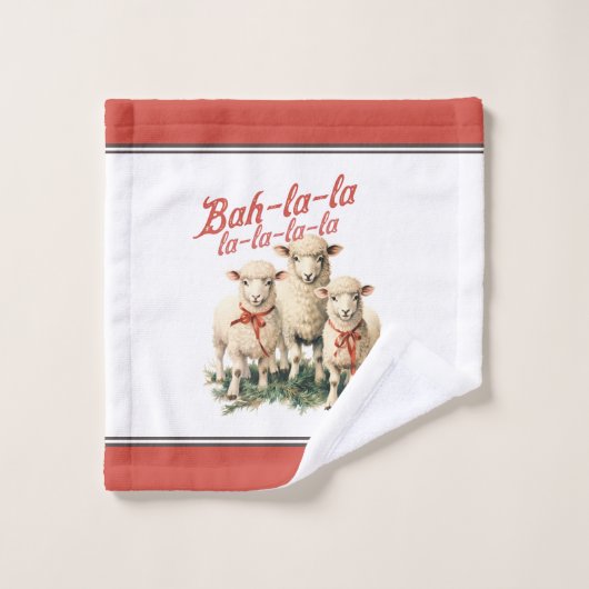 Bah La La Niedlich Retro Christmas Sheep Badhandtuch Set (Waschlappen)