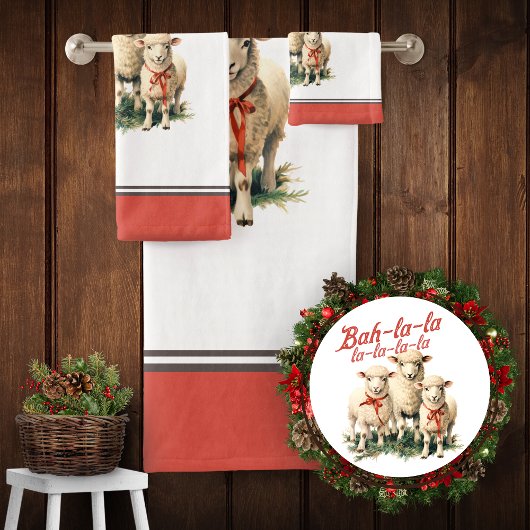 Bah La La Niedlich Retro Christmas Sheep Badhandtuch Set