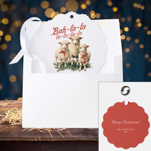 Bah La La Niedlich Retro Christmas Sheep Ornament Karte