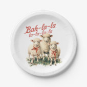Bah La La Niedlich Retro Christmas Sheep Pappteller (Vorderseite)
